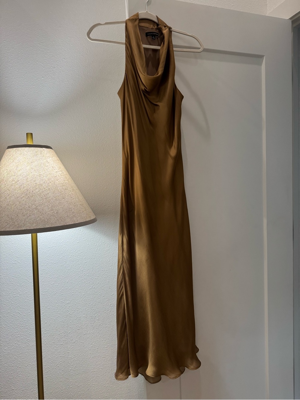 Banana Republic Bronze Silky Cowl Neck Slip Dress - Tan